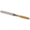 OSG Straight Flute Tap: #10-24 UNC, 4 Flutes, Plug, 2B Class of Fit, High Speed Steel, TiN Coated 7/8" Thread Length, 2-3/8" OAL, Right Hand Thread, H3, Series 102 1024905 - 44158350