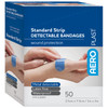 AERO Healthcare AEROPLAST™ Metal Detectable Blue X-Wide Strip Bandages, 1" x 3", 50/box - AD1050US