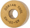 Dorian Tool Standard Knurl Wheel: 3/4" Dia, 90 ° Tooth Angle, 25 TPI, Straight, High Speed Steel 3/8" Face Width, 1/4" Hole, Series A 73310123512 - 97593057