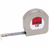 Lufkin Tape Measure: 12 ft. Long, 1/2" Width, White Blade 1/10" Graduation, A6 Graduation, Silver Case C9212X - 96800743