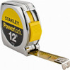 Stanley Tape Measure: 12 ft. Long, 1/2" Width, Yellow Blade Inch Graduation, Silver Case 33-212 - 00273383