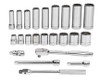 Williams Industrial Tools 23 pc 3/8" Drive 12-Point SAE Shallow and Deep Socket and Drive Tool Set Packed Keep Safe Foam - JHWWSB-23F