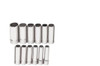 Williams Industrial Tools 12 pc 1/2" Drive 12-Point Metric Deep Socket Set on Rail and Clips - JHWMSSD-12RC