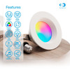 Infibrite Recessed Retrofit LED Sleek Downlight Kit, 4 Inch, Smart Multi-Color RGB 2700K-6500K, 810 Lumens, 9 Watts - IB-005-1-9W-WH