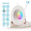 Infibrite Recessed Retrofit LED Sleek Downlight Kit, 6 Inch, Smart Multi-Color RGB 2700K-6500K, 1100 Lumens, 12 Watts - IB-006-1-12W-WH