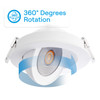 Infibrite 360 Degree Gimbal Triac Dimmable LED Recessed Downlight, White, New Construction, 4 Inch, 5CCT 2700K, 3000K, 3500K, 4000K, 5000K, 1200 Lumens, 12 Watts - IB-021-8-12W-WH