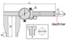 Insize Dial Caliper without Depth Bar, 0-40" Range - 1316-40