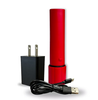 Rechargeable red LED traffic baton with charging adapter for traffic control, emergency signaling, parking management, and security operations.