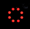 Bright circular LED warning signal with red illumination for emergency alerts, hazard indication, traffic safety equipment, and nighttime visibility applications.