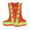 High visibility reflective safety vest with fluorescent orange mesh and lime reflective striping for construction and roadside workers.