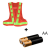 LED reflective safety vest kit including flashing safety lights and AA batteries for enhanced nighttime visibility.