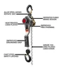 JET JLH-100WO-5, JLH Series 1 Ton Lever Hoist, 5' Lift with Overload Protection - JT9-376200