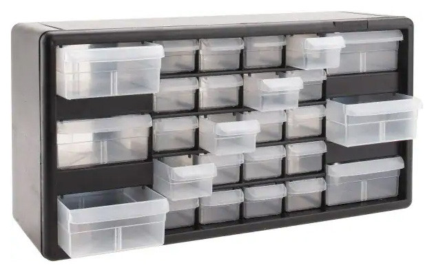 AkroMils Plastic Storage 10126, 26 Drawers, 63/8" Deep x 20