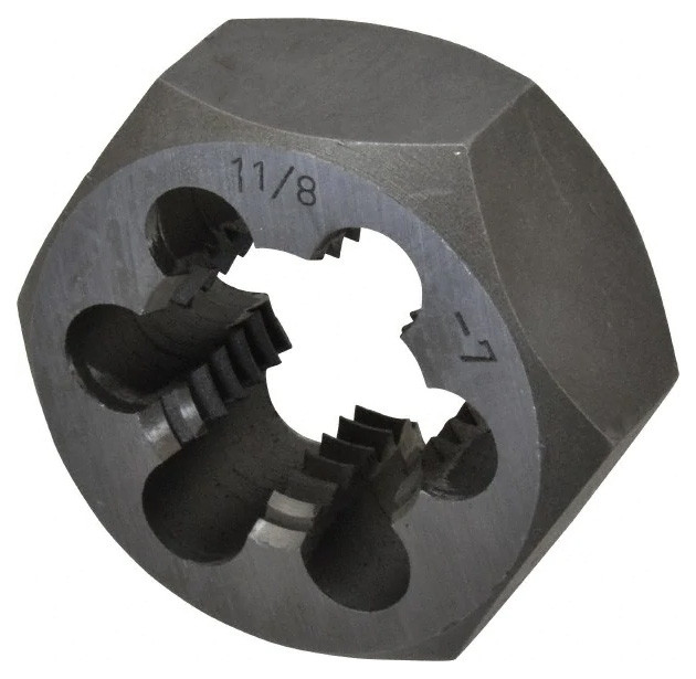Interstate Hex Rethreading Bolt Die, Carbon Steel, 11/8 7 UNC 42