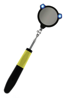General Tools LED Inspection Mirror With Telescoping Handle - 34.25 Inch Extendable Mechanics Mirror