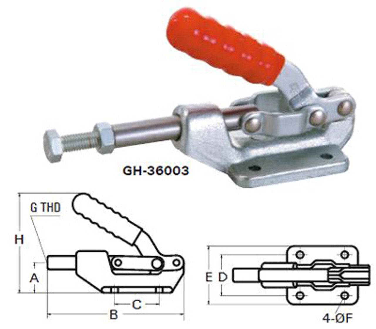 Push Pull Toggle Clamp, 300# Holding Capacity, 1-1/4 Plunger