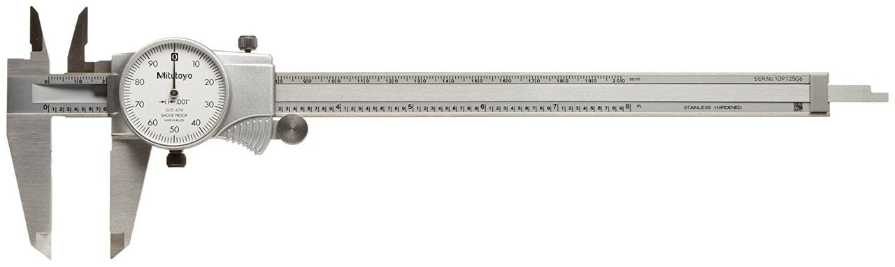ベルルッティ Mitutoyo White Face Dial Caliper Part # 505-676, Range 0-8