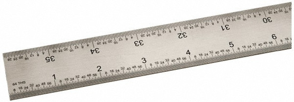 Ridged Steel Ruler SPI Rigid Steel Rule, Satin Chrome Finish, 36