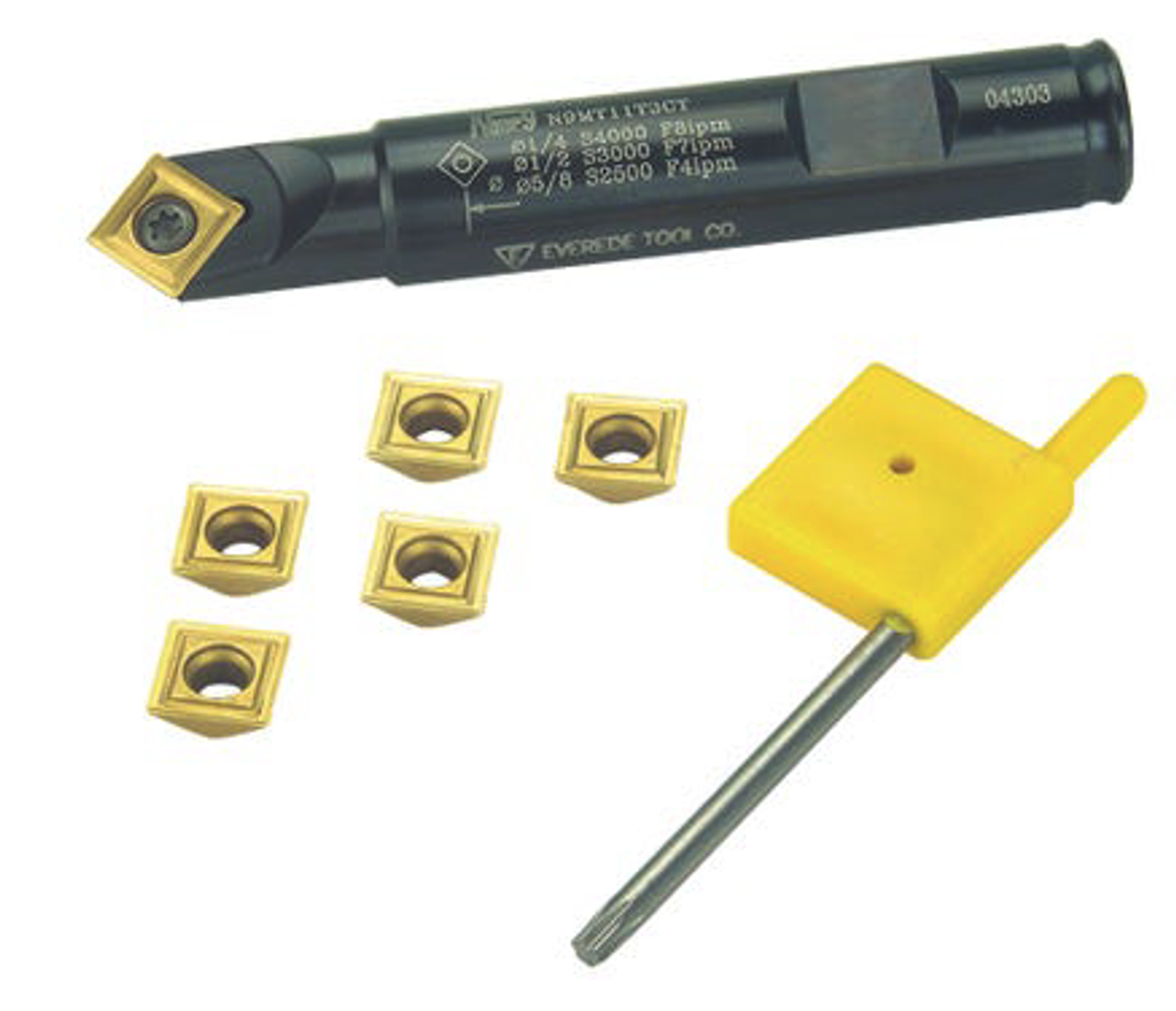 Everede 90º Indexable NC Spot Drill Engraving Holder Set w/6 Inserts, 0