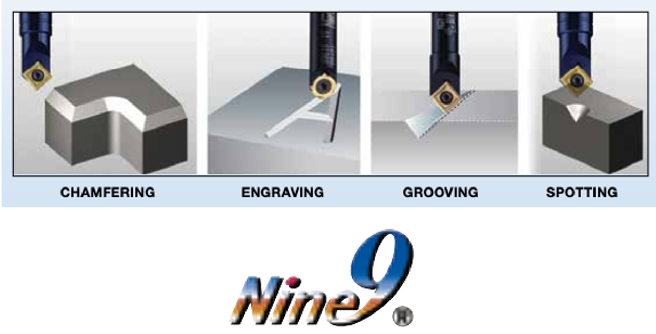 Everede 90º Indexable NC Spot Drill Engraving Holder Set w/6 Inserts, 0