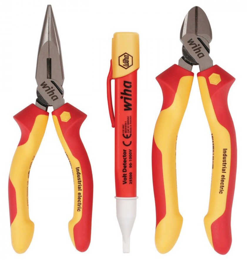 Wiha Insulated Pliers/Cutters/Volt Detector 3 Piece Set - 32982