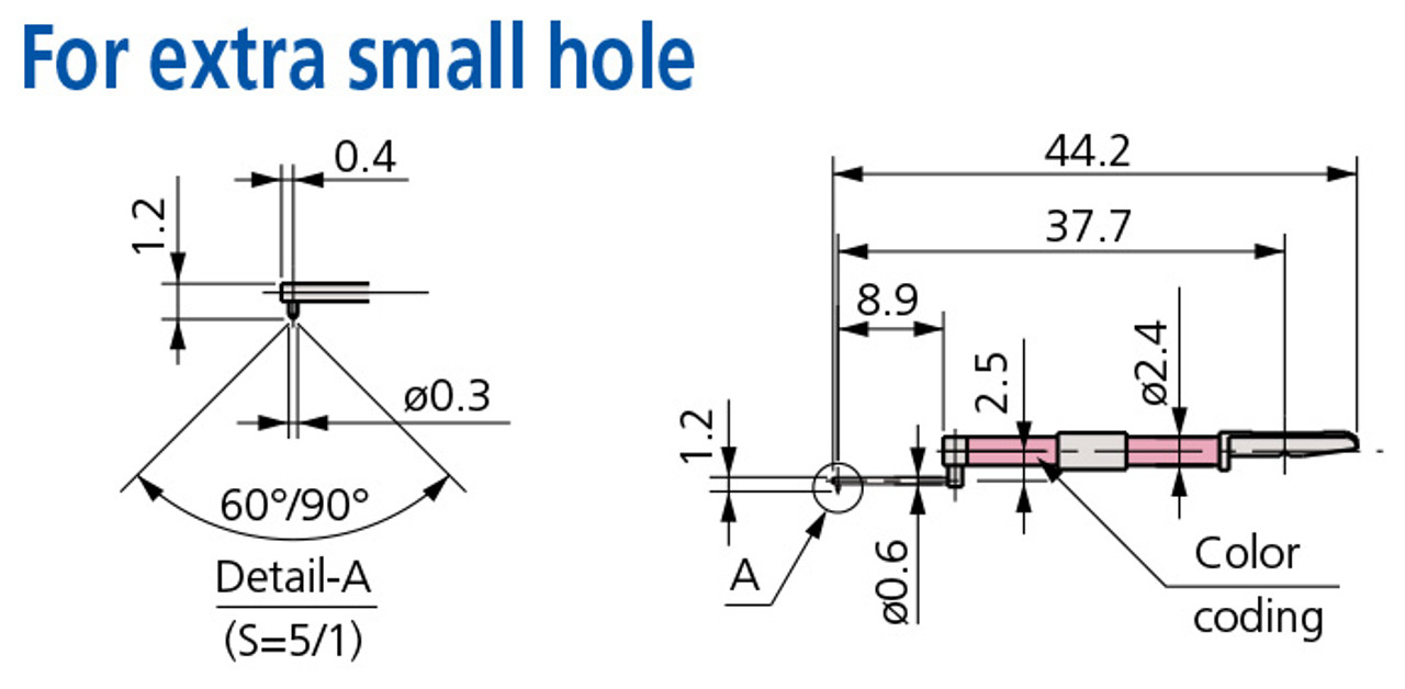 Mitutoyo Extra Small Hole Stylus, Tip Angle 60°, Tip Radius (2µm