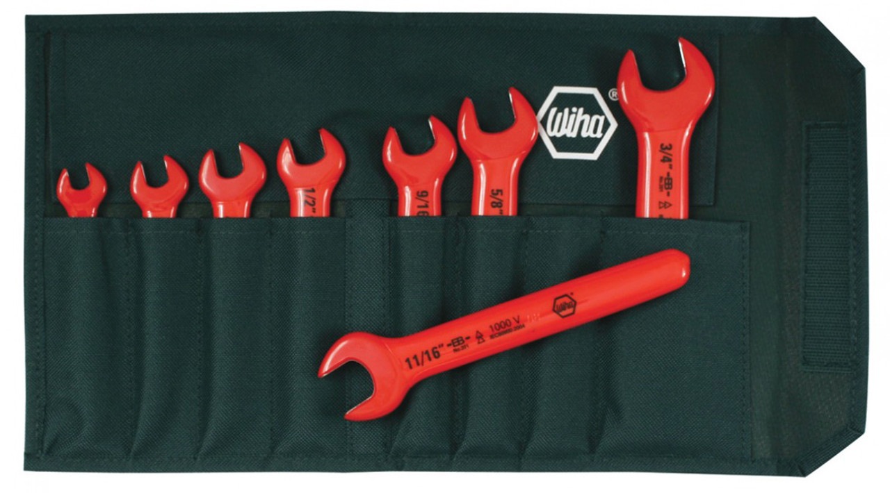 Wiha Insulated Open End Inch Wrench Set, 8 piece - 20192