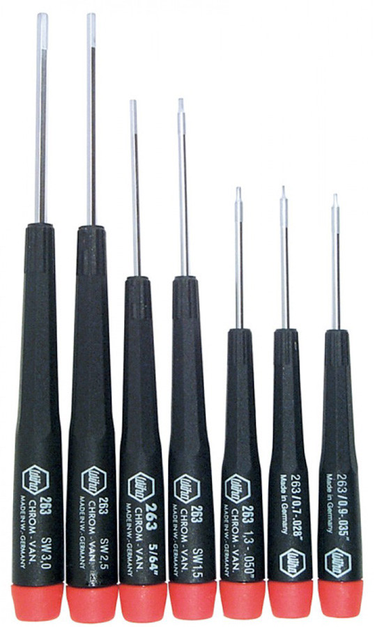 Thusitha① 7/3 Wiha Precision Hex Metric Screwdrivers 7 Piece Set, 0.7 - 3.0mm