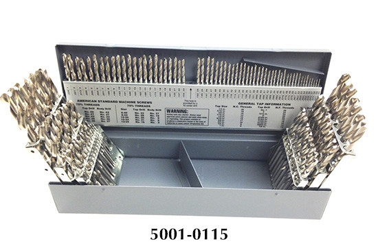 Precise 115 Piece Bright Finish HSS Jobber Drill Set Made in USA 5001