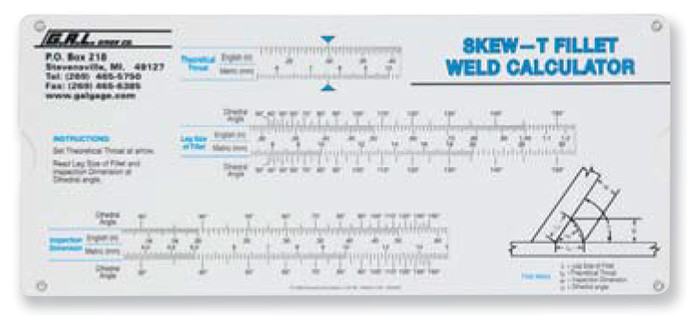 G.A.L. SkewTFillet Weld Calculator 311027 Penn Tool Co., Inc