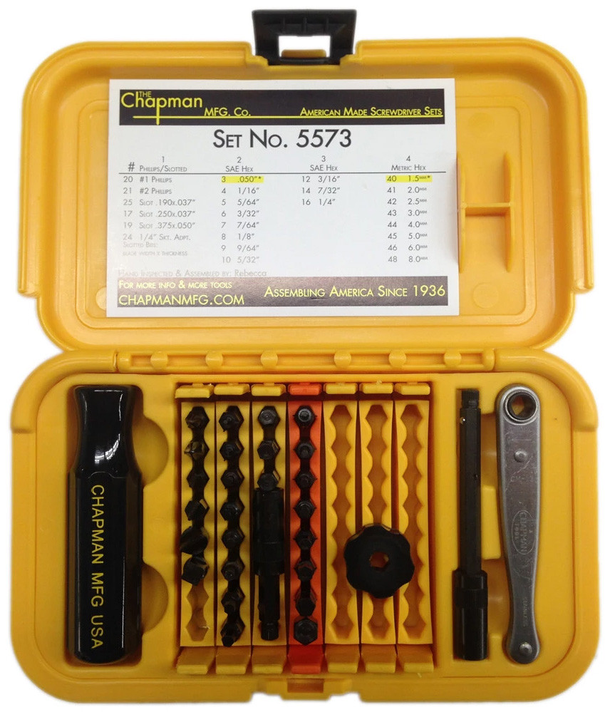 Chapman Deluxe Standard + Metric Allen Hex Screwdriver Set - 5573
