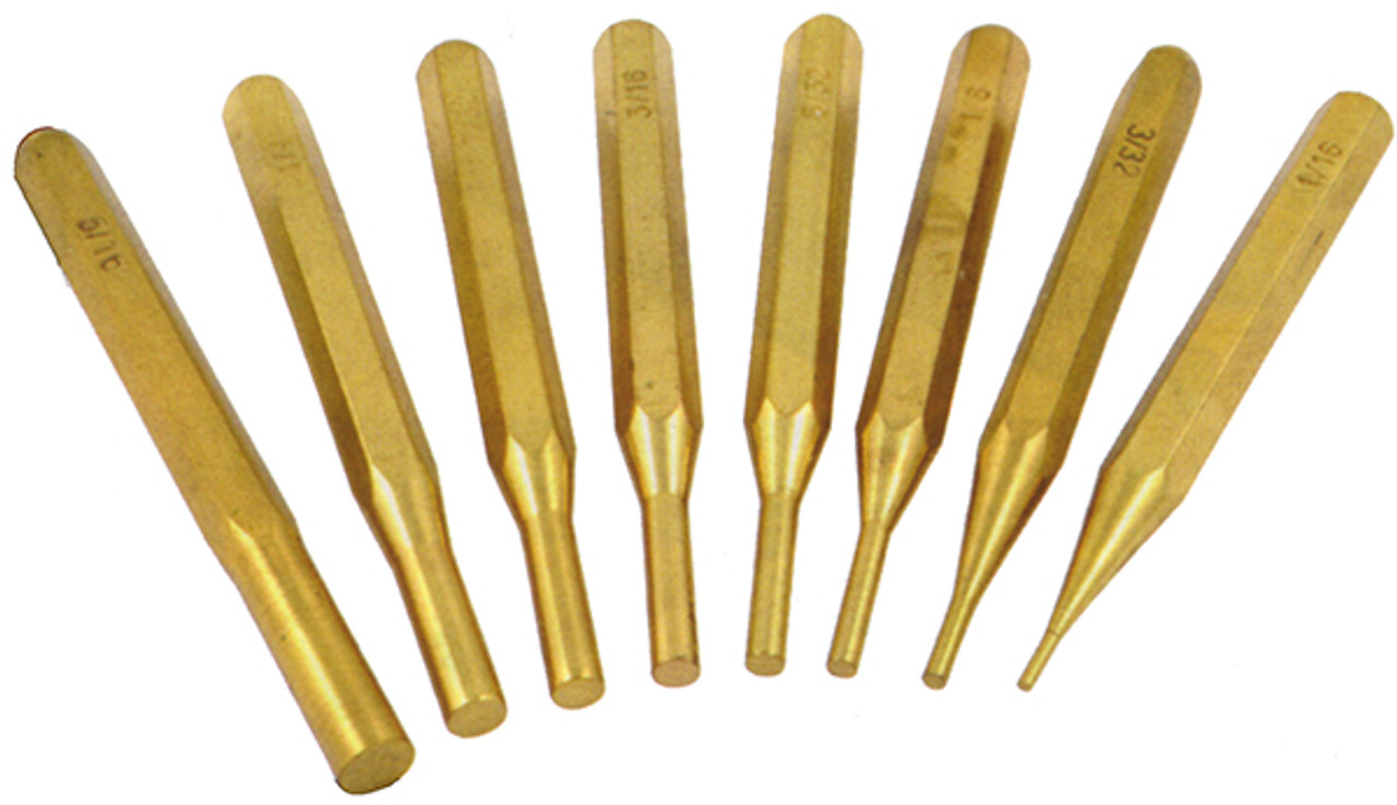 SPI 5 Piece Brass Pin Punch Set: 1/8, 3/16, 1/4, 5/16 & 3/8 Punch Sizes