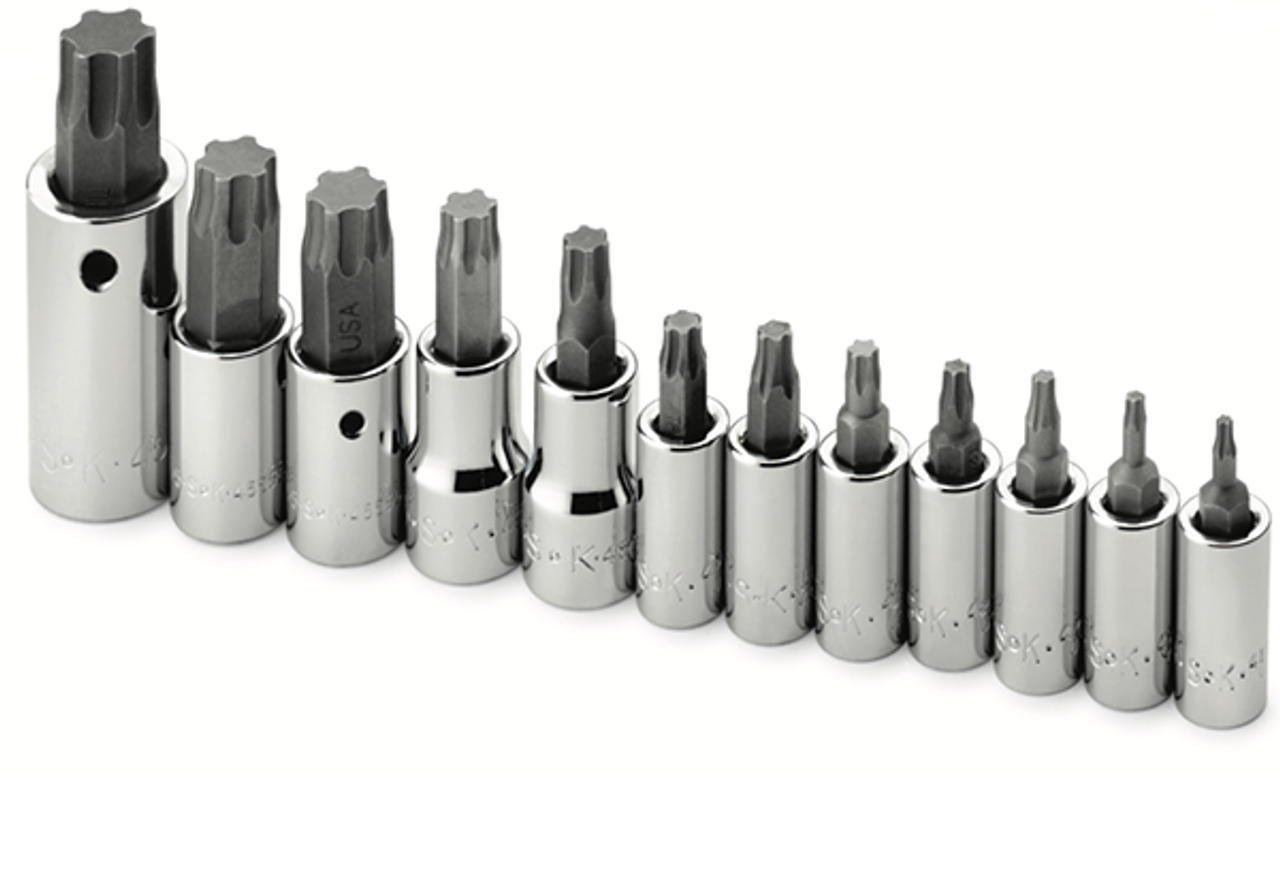 Sk Tools 12 Piece 1 4 3 8 And 1 2 Drive Torx Plus Bit Socket Set Penn Tool Co Inc