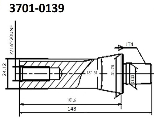 Precise Pro Series R8 to JT4 Drill Chuck Arbor 37010139 Penn Tool