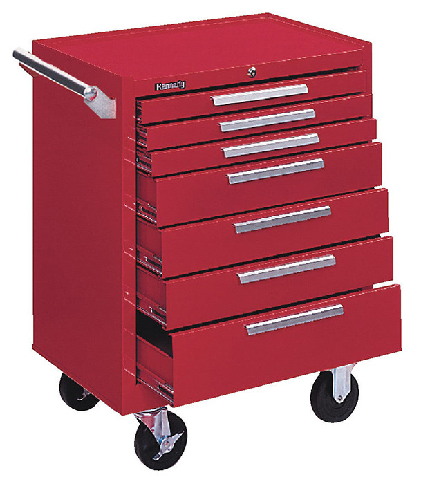Kennedy Red 7 Drawer Roller Cabinet, 27