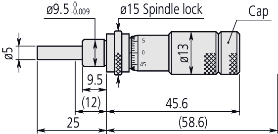 Mitutoyo Micrometer Head, ZeroAdjustable Thimble, 00.5" 148505