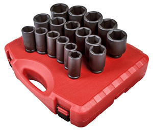 Sunex 4685 3/4" Drive Deep Impact Socket Set, 17-teilig, SAE 1-2 Zoll – Cr-Mo Stahl, Robuste Aufbewahrungsbox
