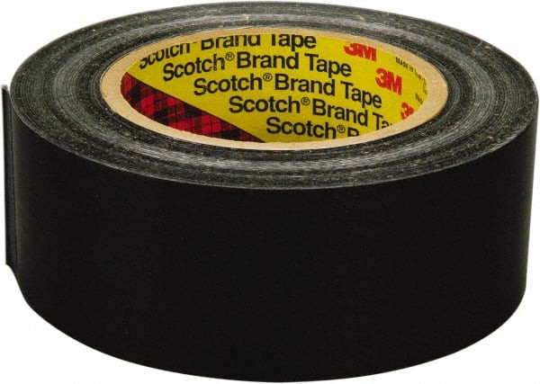 3M 1" x 60 Yd Black Rubber Adhesive Packaging Tape Polyester Film Backing, 8 mil Thick, 600 Lb