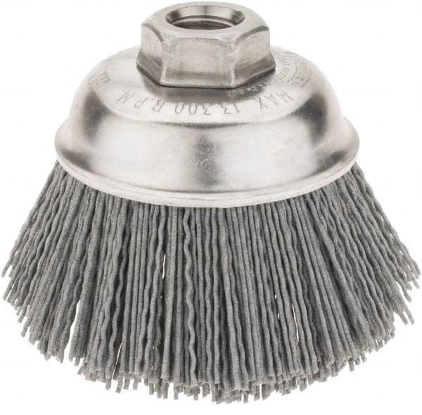 Weiler Abrasives 31/2" Diam 5/811 Threaded Arbor Nylon Fill Cup Brush