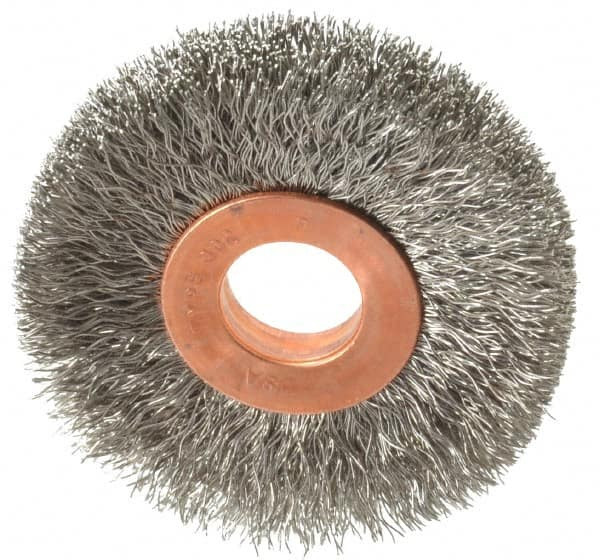 Weiler 13081 Narrow Face Crimped Wire Wheel 5/8-11 UNC Nut 4 Inches Steel Fill