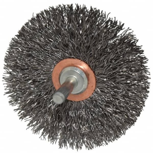 Weiler Abrasives 3" OD, 1/4" Shank Diam, Crimped Steel Wheel Brush 1/2