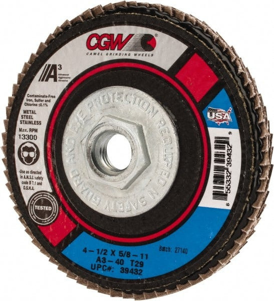CGW Abrasives 41/2" 40 Grit 5/811 Center Hole Type 29 Aluminum Oxide