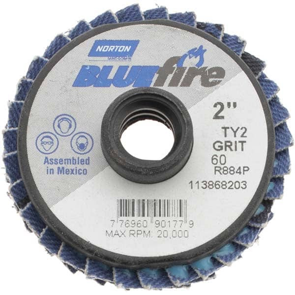 Norton 2" 60 Grit Type 27 Zirconia Alumina Flap Disc Medium Grade