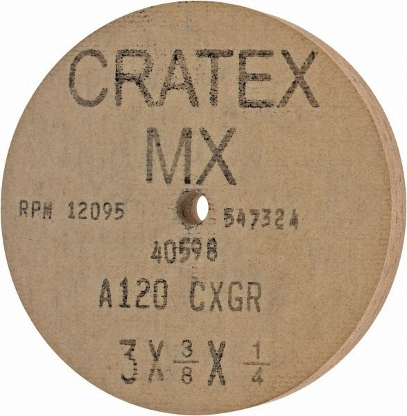 Cratex 3" Diam x 1/4" Hole x 3/8" Thick, 120 Grit Surface Grinding