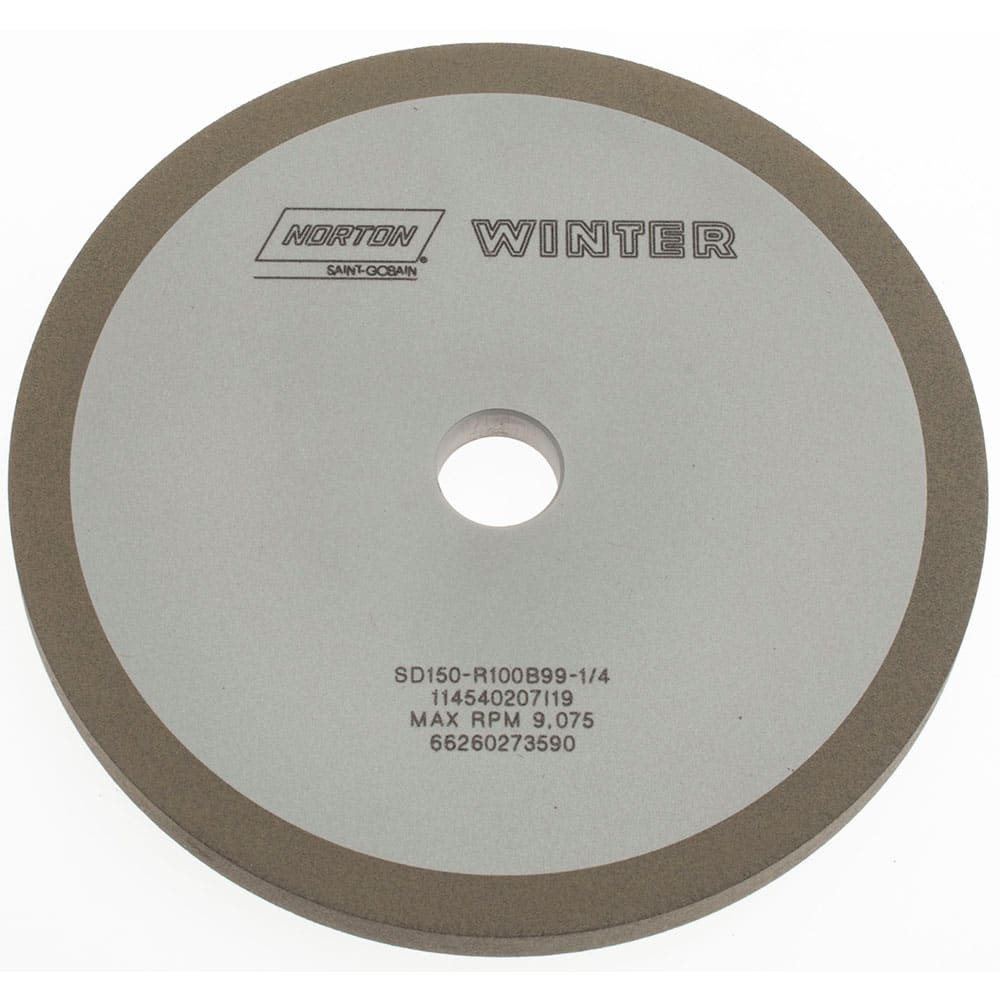 Norton 4" Diam x 1/2" Hole x 1/4" Thick, 150 Grit Surface Grinding Wheel Diamond, Type 1A1, Very