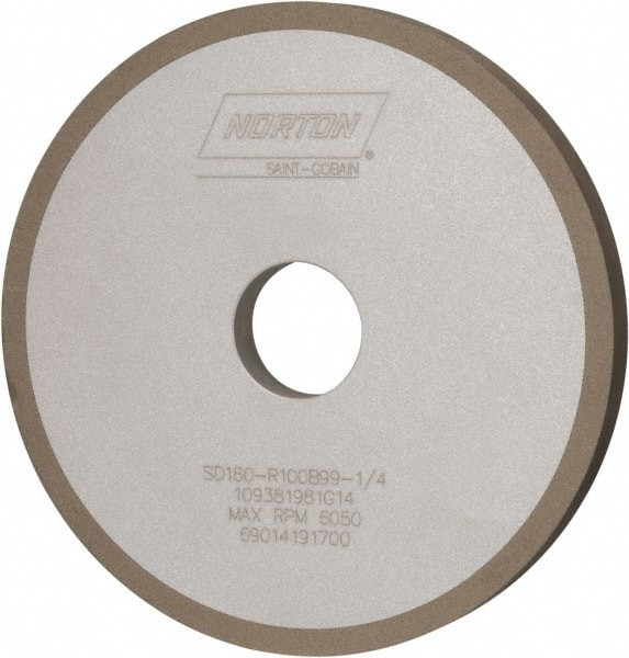 Norton 6" Diam x 11/4" Hole x 1/2" Thick, 180 Grit Surface Grinding Wheel Diamond, Type 1A1