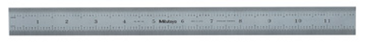 Mitutoyo 182-126 Ruler, Rigid, 12/300mm, 1 Wide, Stainless Steel, Satin  Chrome Finish, Series 182