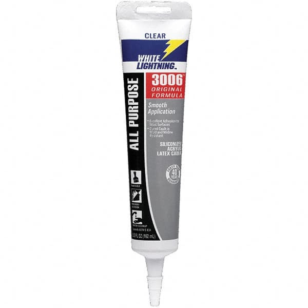 White Lightning 5.5 oz Cartridge Clear Acrylic & Latex Caulk 30 to 180