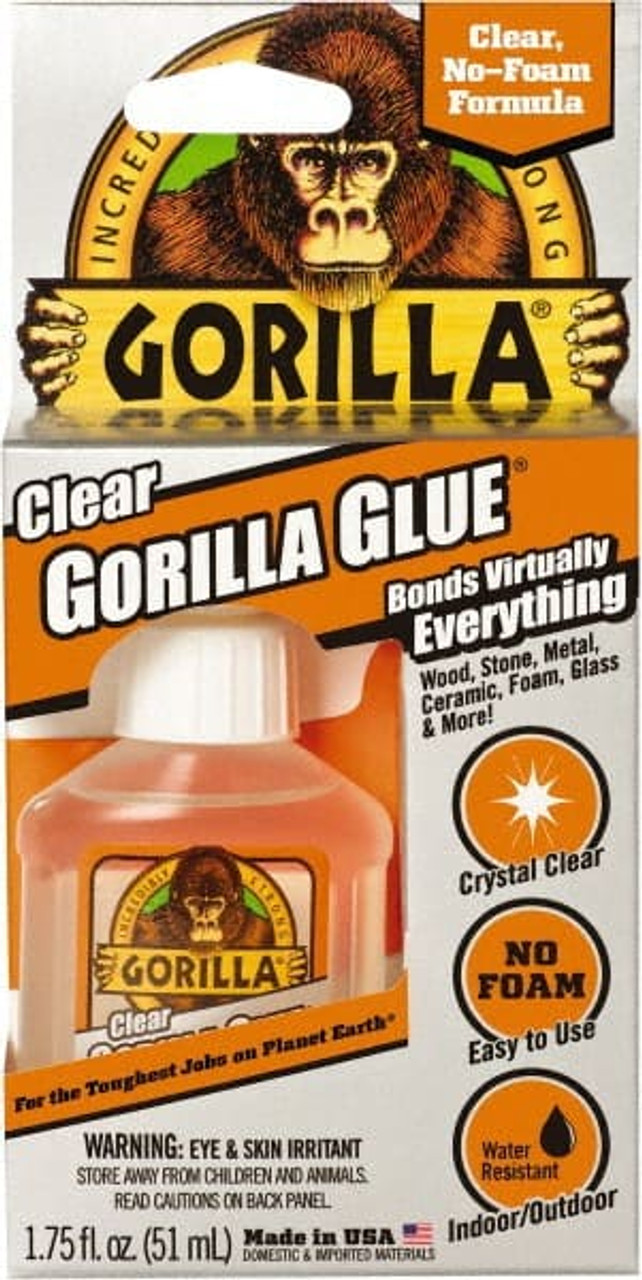 Gorilla Glue 1.75 oz Bottle Clear All Purpose Glue 10 min Working Time, 24  hr Full Cure Time, Bonds to Most Surfaces 4500101 - 37604980 - Penn Tool  Co., Inc