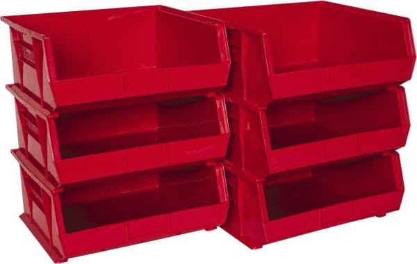 AkroMils 161/2" Wide x 143/4" Deep x 7" High Hopper Stacking Bin Red